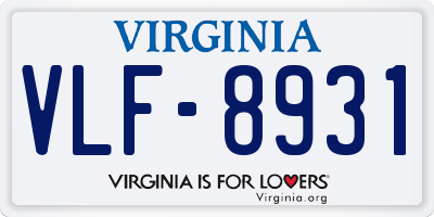 VA license plate VLF8931