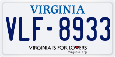 VA license plate VLF8933