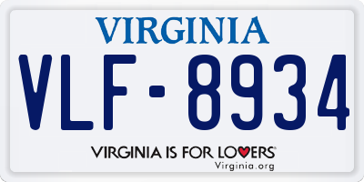 VA license plate VLF8934