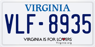 VA license plate VLF8935