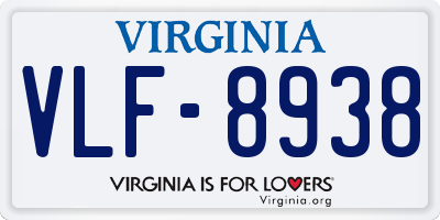 VA license plate VLF8938