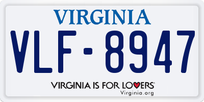 VA license plate VLF8947