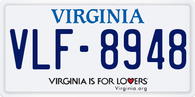 VA license plate VLF8948
