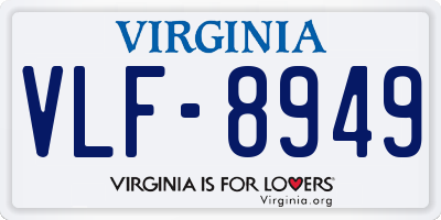 VA license plate VLF8949