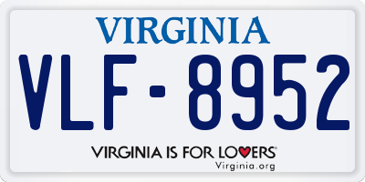 VA license plate VLF8952