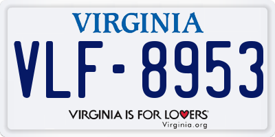 VA license plate VLF8953