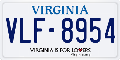 VA license plate VLF8954