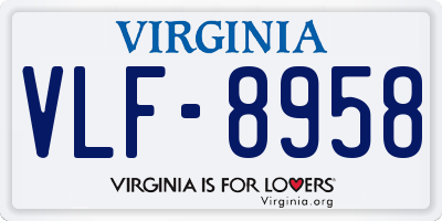 VA license plate VLF8958