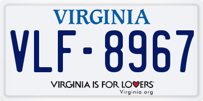 VA license plate VLF8967