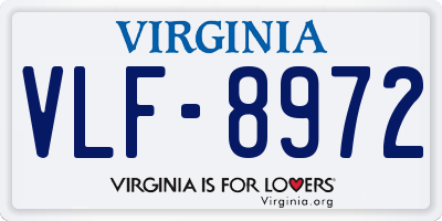 VA license plate VLF8972