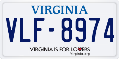 VA license plate VLF8974