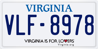 VA license plate VLF8978