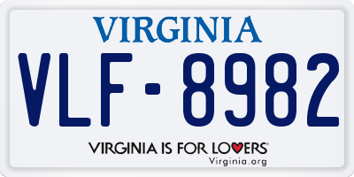 VA license plate VLF8982