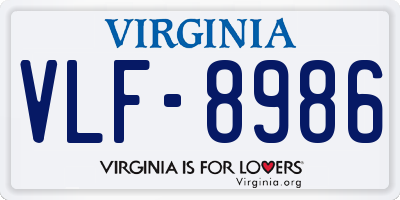 VA license plate VLF8986