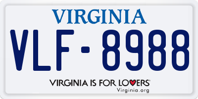 VA license plate VLF8988