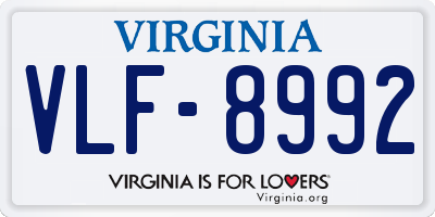 VA license plate VLF8992