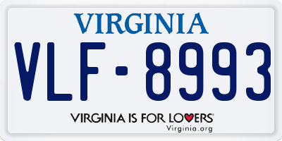 VA license plate VLF8993