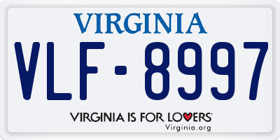 VA license plate VLF8997