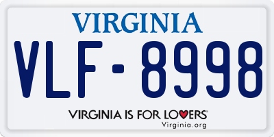 VA license plate VLF8998