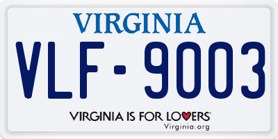 VA license plate VLF9003
