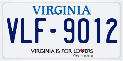 VA license plate VLF9012