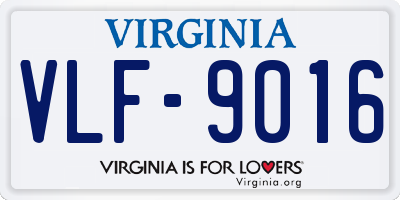 VA license plate VLF9016