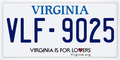 VA license plate VLF9025