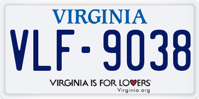 VA license plate VLF9038