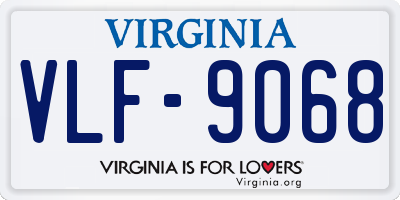 VA license plate VLF9068