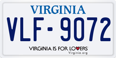 VA license plate VLF9072