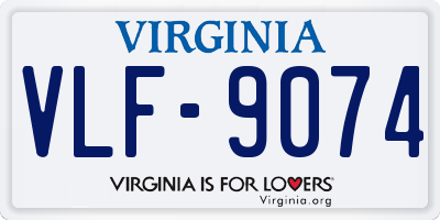 VA license plate VLF9074