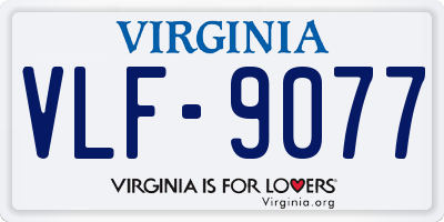 VA license plate VLF9077