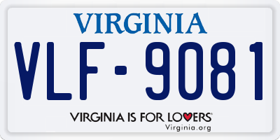VA license plate VLF9081
