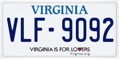 VA license plate VLF9092