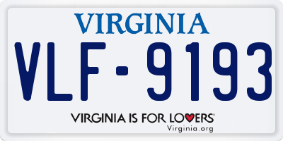 VA license plate VLF9193