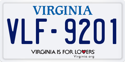 VA license plate VLF9201