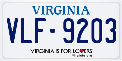 VA license plate VLF9203