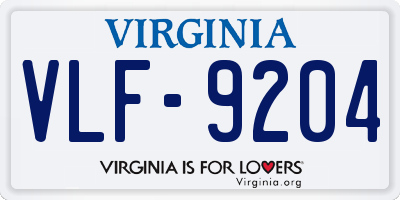 VA license plate VLF9204