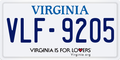 VA license plate VLF9205