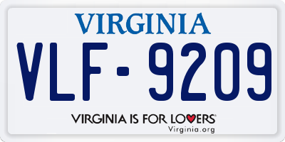 VA license plate VLF9209