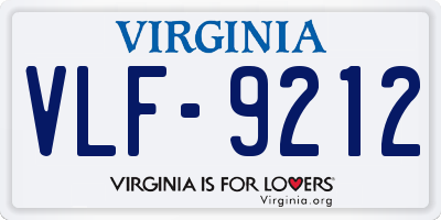 VA license plate VLF9212