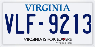 VA license plate VLF9213