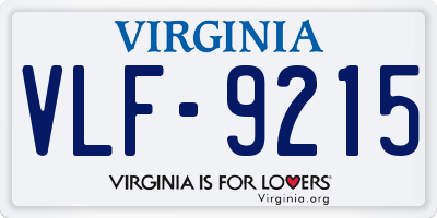 VA license plate VLF9215