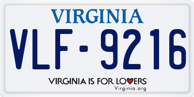 VA license plate VLF9216