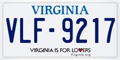 VA license plate VLF9217