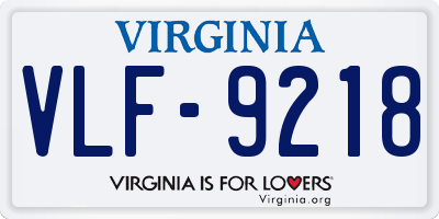 VA license plate VLF9218
