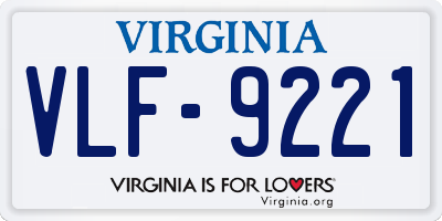 VA license plate VLF9221
