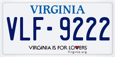 VA license plate VLF9222