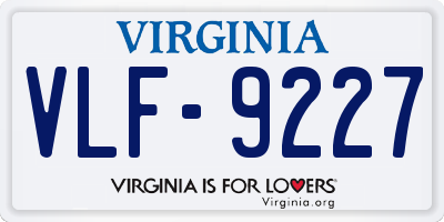 VA license plate VLF9227