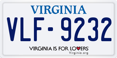 VA license plate VLF9232